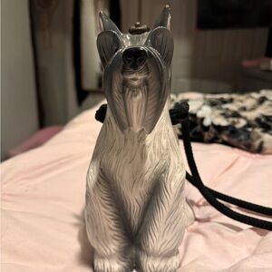 Vintage Timmy Woods Beverly Hills Gray & White Schnauzer Shaped Bag Pocketbook